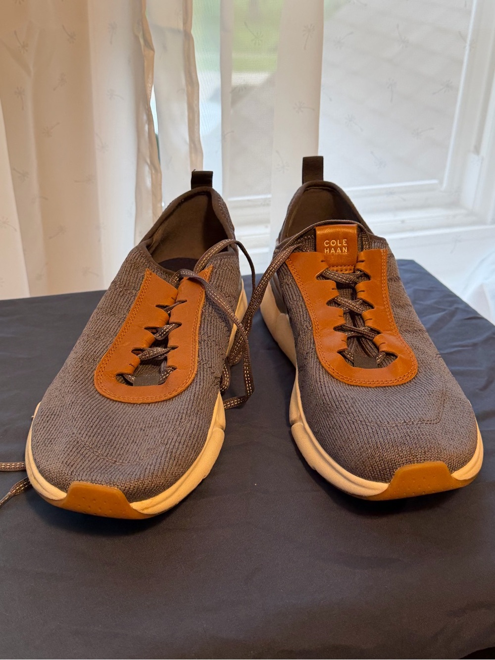 Cole Haan Men's Gray Knit Sneakers with Tan Leather Accents
